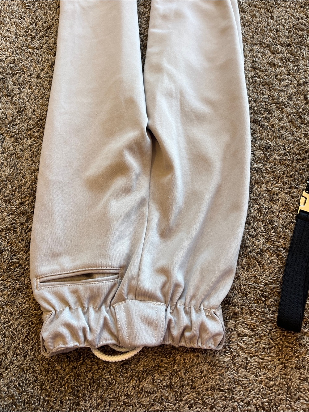 Kids Neutral gray baseball Pants with black belt - Picture 11 of 14